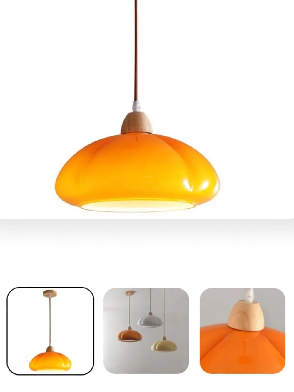 Orange Pumpkin Glass Replacement Light Pendant Lamp Shade D-11”